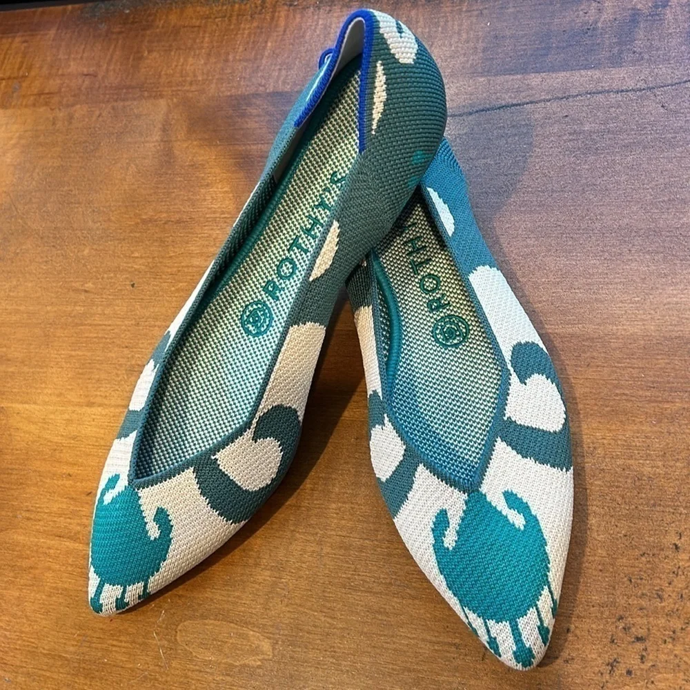 Rothy’s the point teal Moroccan retired flats women size 8 new without box